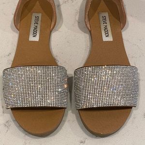 Steve Madden Sparkly Leather Slide Sandals